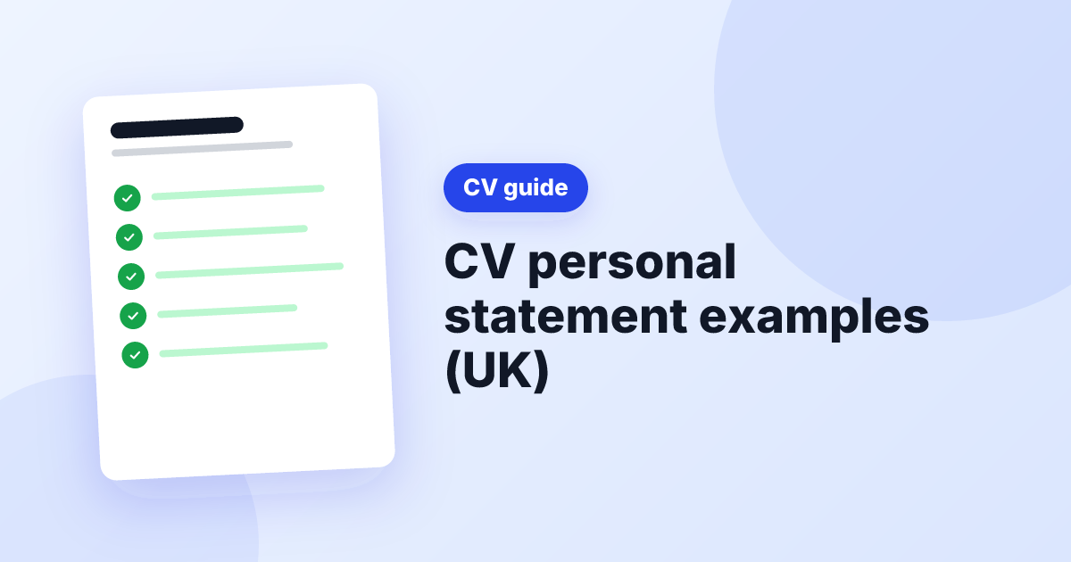 Illustration of a ticked CV beside the title CV personal statement examples (UK)