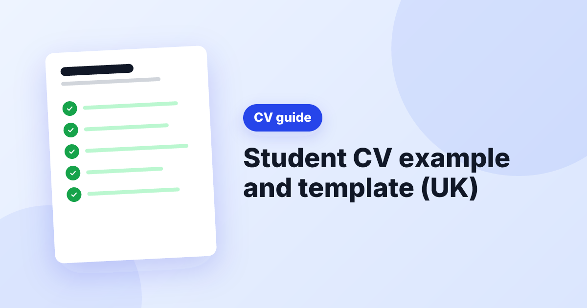 Illustration of a ticked CV beside the title Student CV example and template (UK)