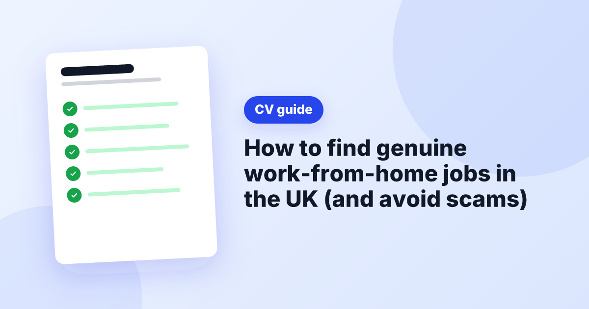 Illustration of a ticked CV beside the title How to find genuine work-from-home jobs in the UK (and avoid scams)
